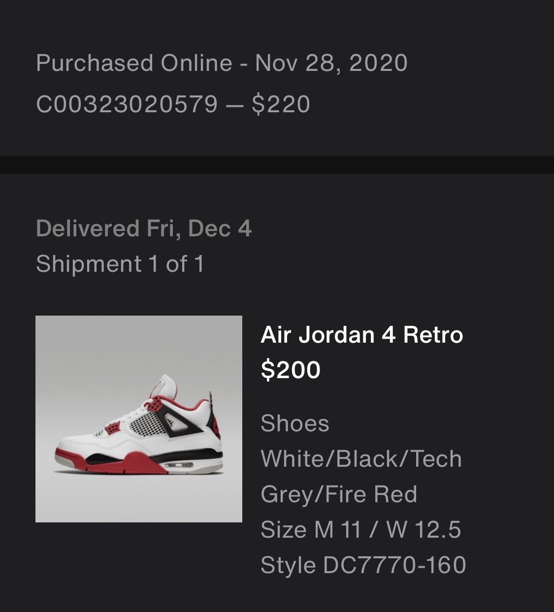 Jordan 4 Retro Fire Red (2020)