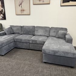 Gray U-Shape Sofa Sectional Set - Free Delivery 