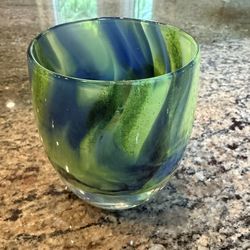 Glassybaby THRIVE Seahawks Glittery Limited Edition Votive Green Blue Seattle