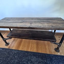Handmade Industrial Wood and Pipe Coffee Table