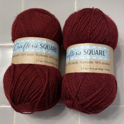 Yarn, Two Bundles, Maroon In Color.  Packages Never Opened $1