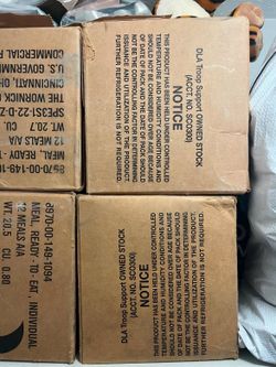 Unopened case of 20 military-grade MREs.