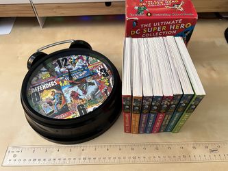 Super Hero Clock And Board Book Set