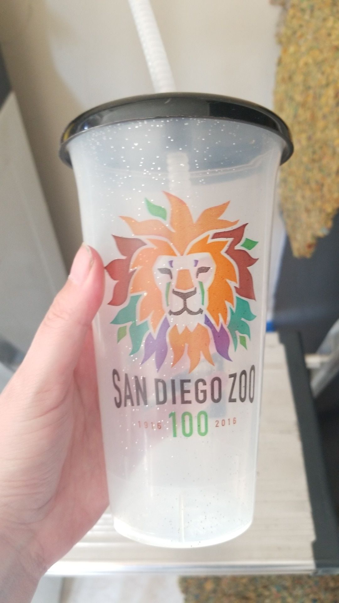San Diego zoo cup with straw