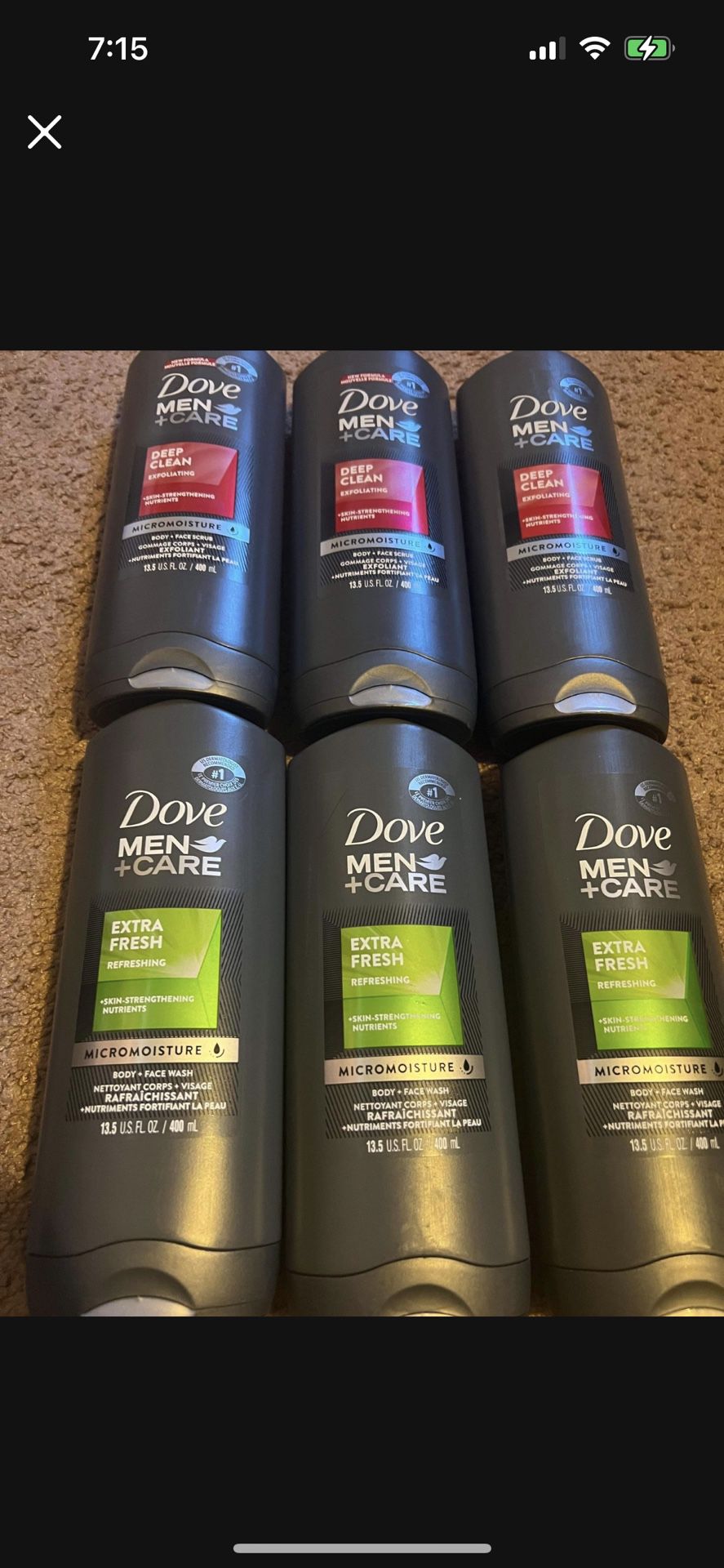 Mens Dove Body Wash 2/$7