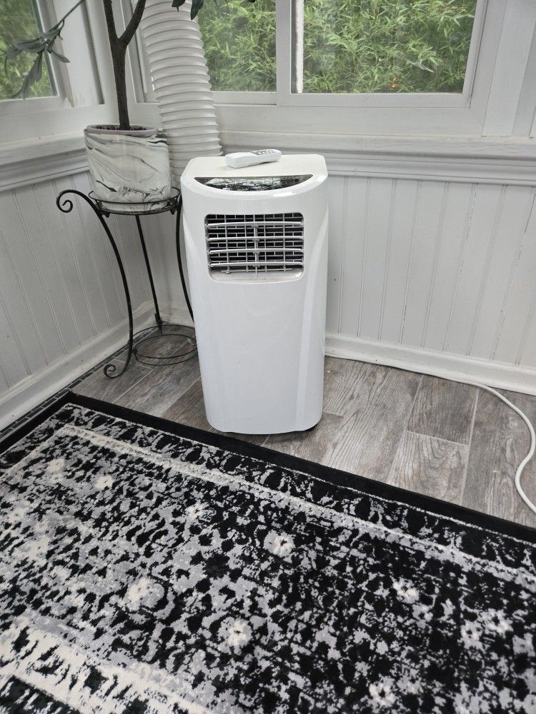 10000 BTU Portable Air Conditioner and Dehumidifier Function Remote in White with Window Kit