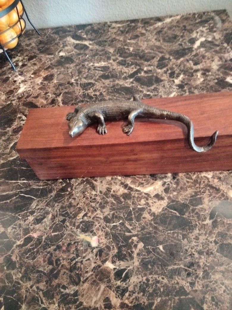 Alligator Wood Box ....Brass