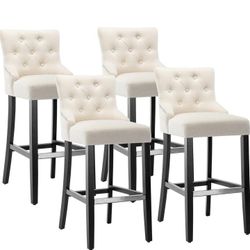 DINNING BAR CHAIRS.  29" Bar Height 4 Linen Bar Chairs 