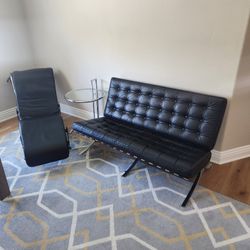 Modern Black Leather And Chrome Furniture 
