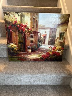 Cafe Street Canvas Wall Art