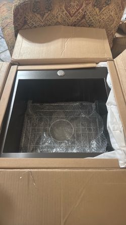 18x18x9 BLACK STAIN  BAR SINK TOP MOUNT NEW