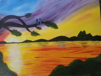 Sunset Landscape Painting on Canvas