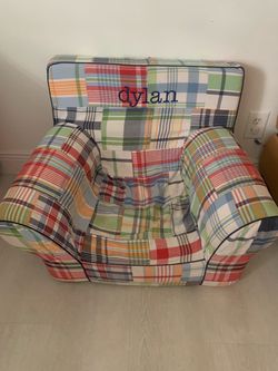 Pottery Barn Kids Personalized Madras Plaid Anywhere Chair