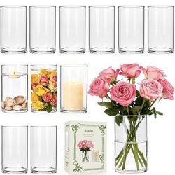 Clear Glass Cylinder Vases for Centerpieces,12pcs