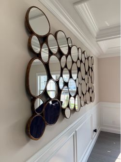 Modern Glam Wall Mirror & Crystal Chandelier – Matching Set