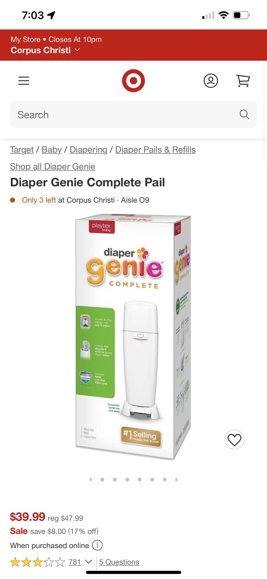 Diaper Genie With 3 Refills 
