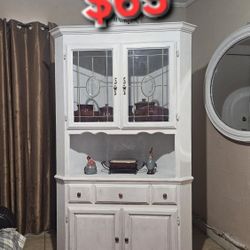 Wood Hutch Corner Farmhouse Heavy Sturdy Size 46 :wide 76:H Moving Sale 