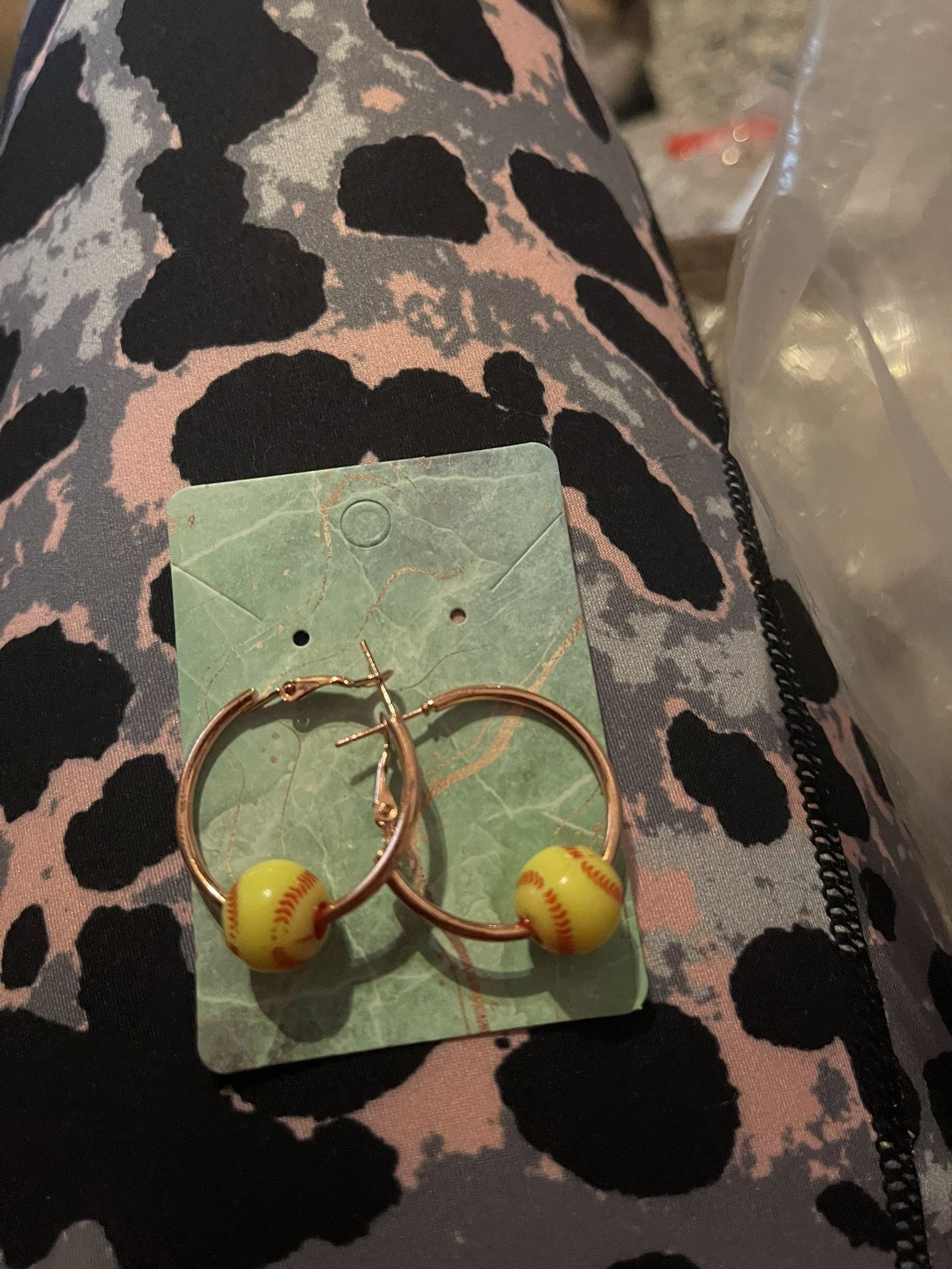Small Hoop Softball Earrings