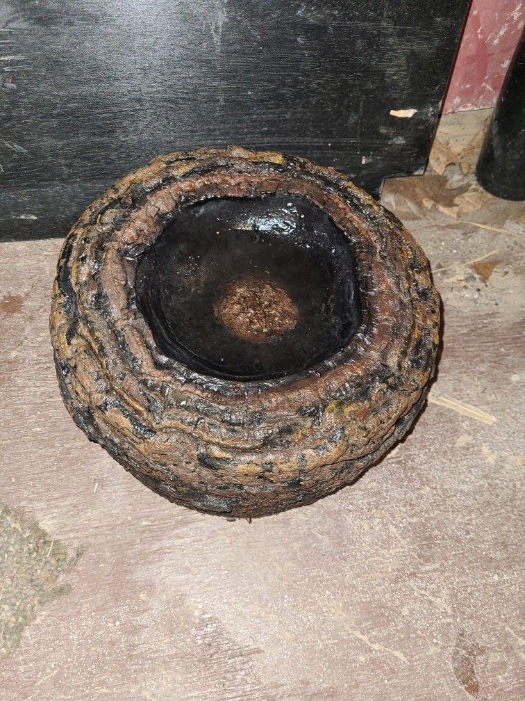 Antique Birdbath. Wood Cutting