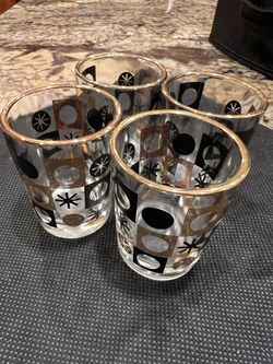 Vintage atomic starburst set of shot glasses