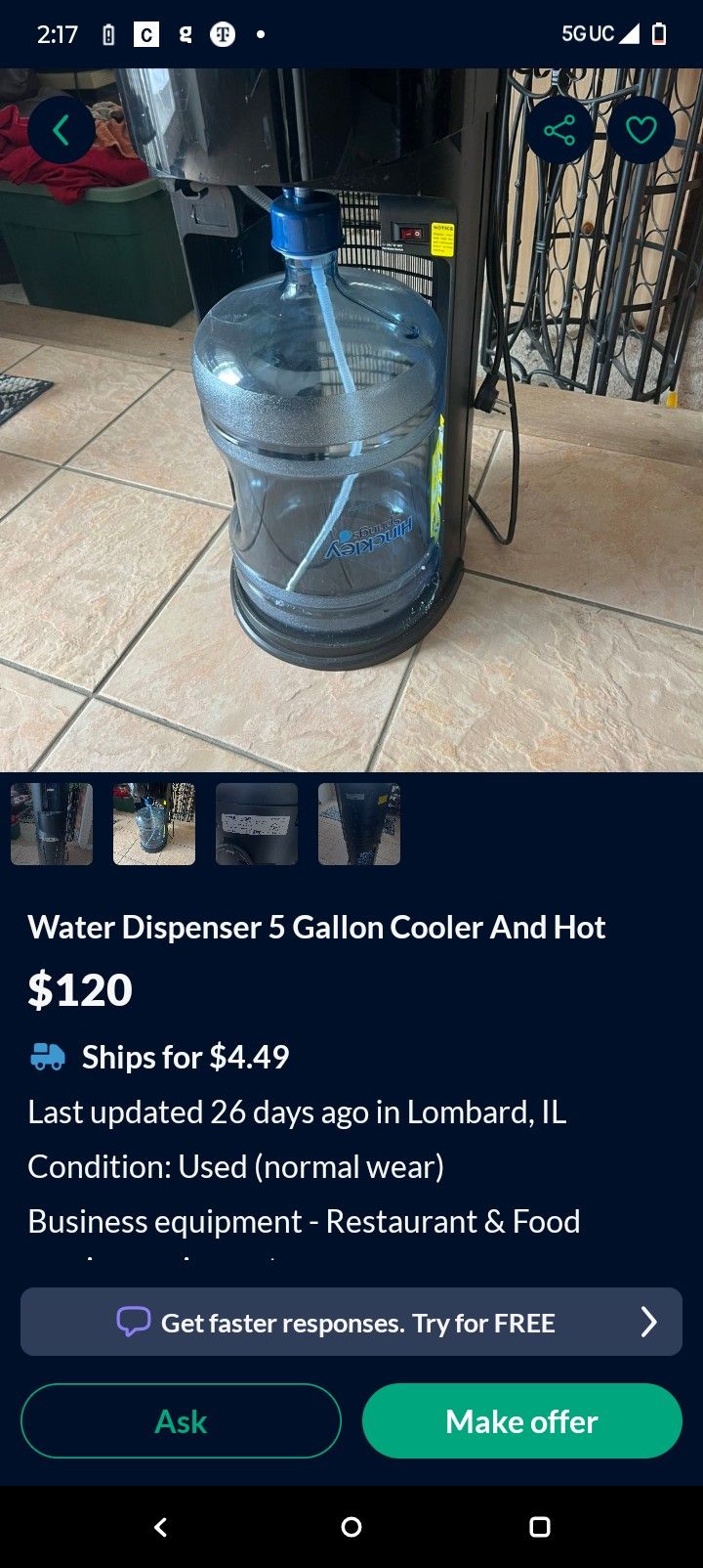 Bottom Loading Water Cooler Dispenser for 3-5 Gallon Bottles,