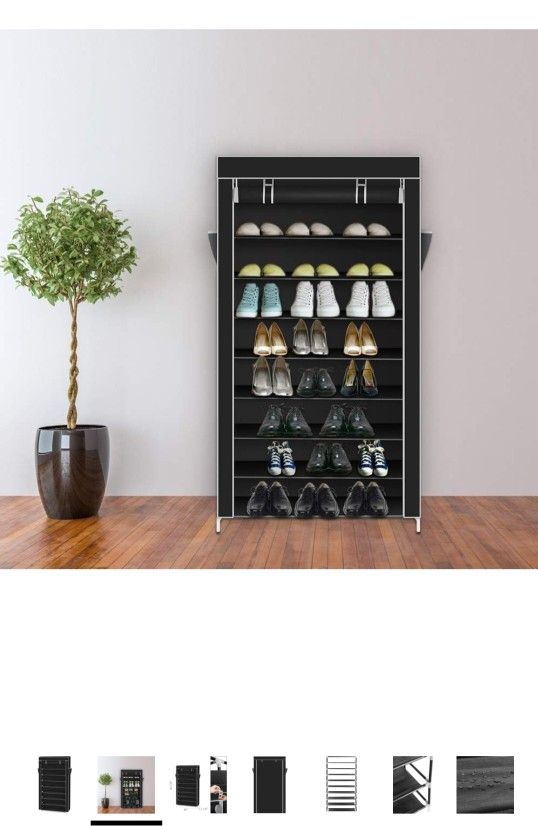 10 Tiers Shoe Rack with Dustproof Cover Shoe Storage Cabinet Organizer🌱 (please read 👇)