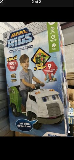 Kid Trax Real Rigs Battery-Powered Ride-On Sort & Dump Trash Truck, 100+ Sounds