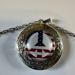 Red White And Blue Flag Peace Sign Locket