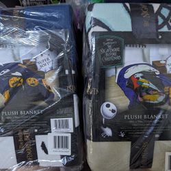 2 Nightmare Before Christmas Plush Blankets 60x90 NEW