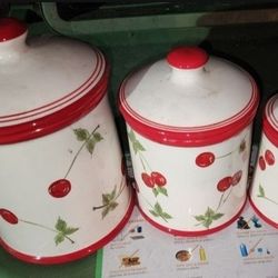 3 Piece Ceramic Jar Set Decrotive 