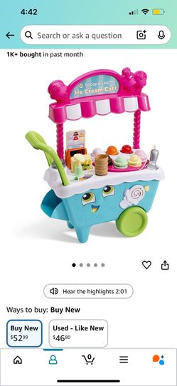 Leapfrog ice cream Cart For Kids