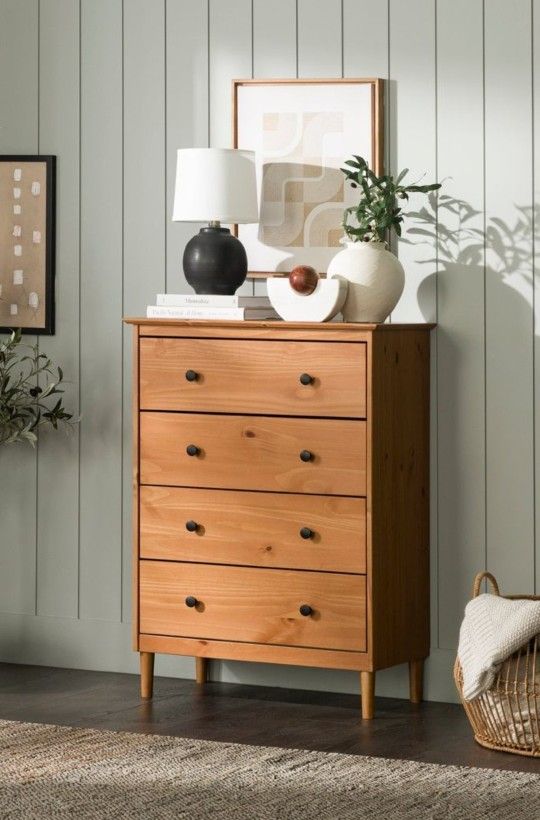 Mid Century Modern Vertical 4 Drawer Dresser(New)