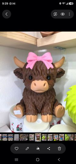 Highland Cow Figurine with Pink Bow Bath & Body Works hand soap Holder