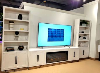 New Proudly Made In USA 94" Super Console Fireplace TV Stand! 3 colors Available!!