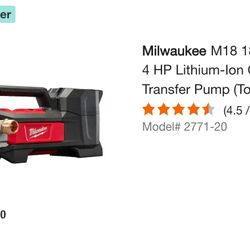 Milwaukee M18 1/4 HP Transfer Pump (Tool Only)