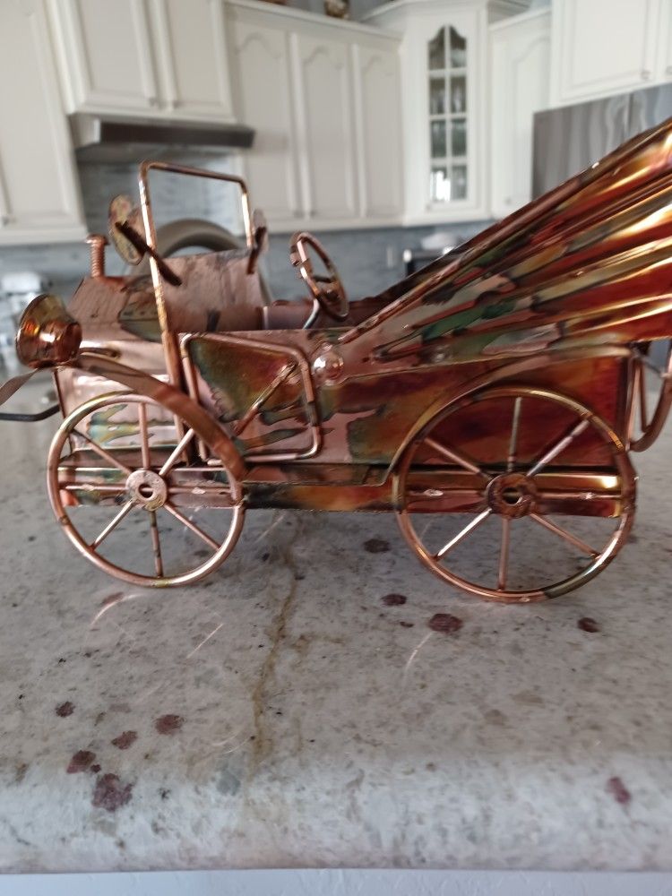 VINTAGE COPPER CAR MUSIC BOX