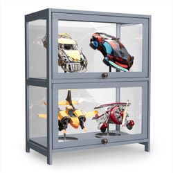 Display Cabinet, 2-Tier Curio Cabinet with Acrylic Doors, 29" Tall Display Case for Collectibles, Showcase, Storage Shelf for Living Room, Bedroom, Pl