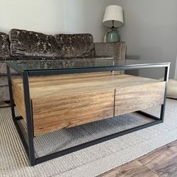 West Elm Glass Top Coffee Table