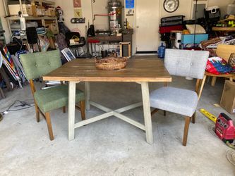Furniture Dining Set - Rustic Table & 2 Upholstered Chairs Home furniture