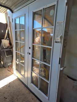 FRENCH DOOR ENTRY 72"×80"×13/4" LITTLE DAMAGE IN A FRAME