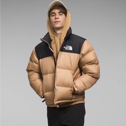 North Face Gold/black Retro Nuptse Jacket