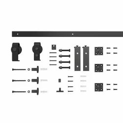42 in. Black Single Bi-Fold Front Mount Sliding Barn Door Track and Hardware Kit