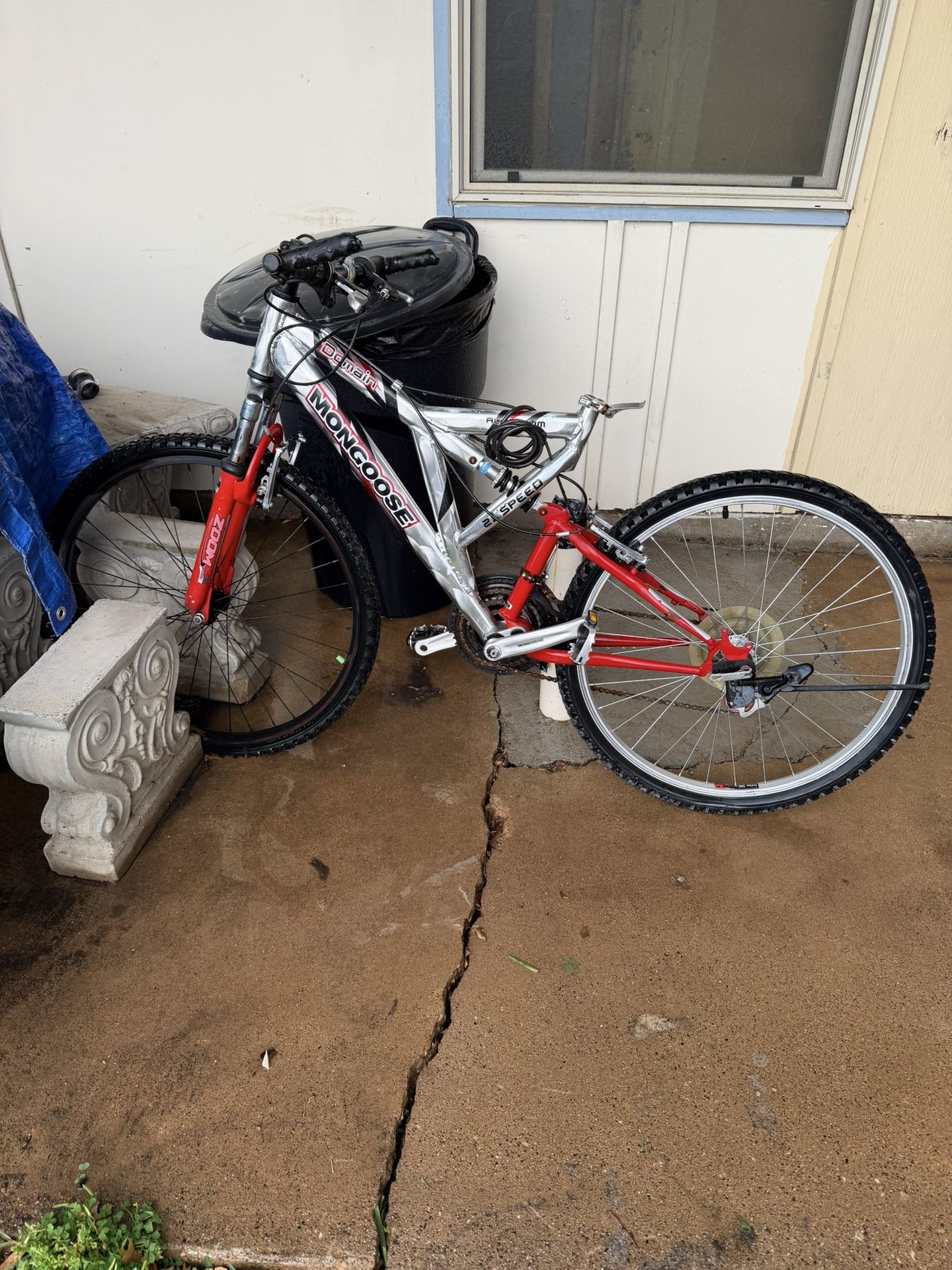 BICYCLE, DOMAIN MONGOOSE, ALUMINUM, ZOOM; NO SEAT; cross streets are Arapaho & Waterview