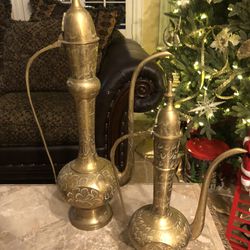 18” & 8” Tall Brass Decanters Thumbnail