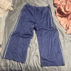 Navy Blue Track Pants with White Side Stripe