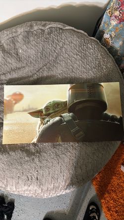 Grogu and mandalorian canvas art