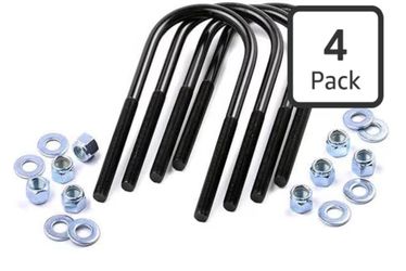 Rough Country Suspension U-Bolt Kit 9/16" Thread, 10" IL X 2.75" IW Round - E-Coated Black Steel, Corrosion-Resistant, Set Of 4