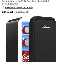 NEW Mini Refrigerator ,6 Liter / 8 Can Small Fridge for Bedroom, Car, Office