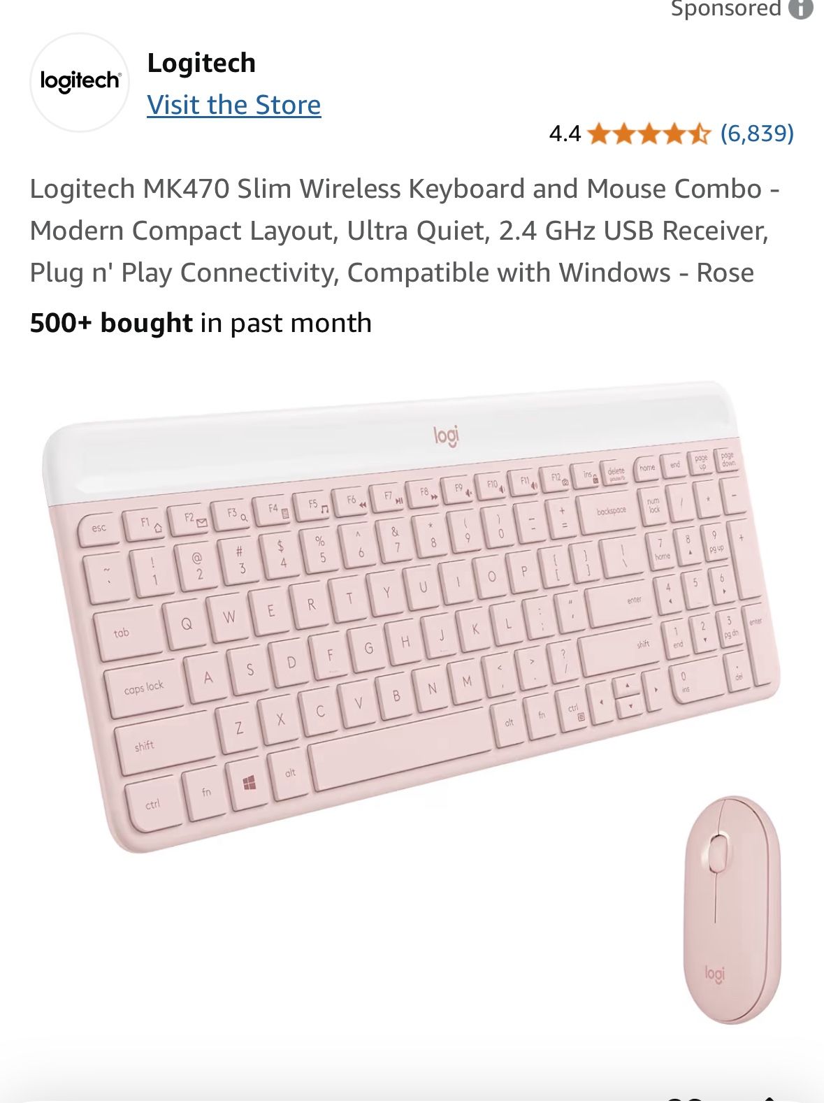 Logitech MK470 Slim Wireless Keyboard and Mouse Combo - Modern Compact Layout,