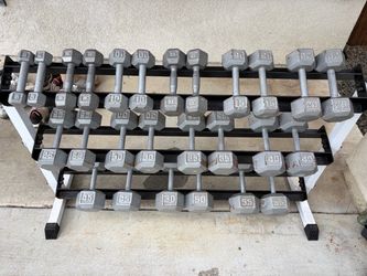 5-55 Hex Dumbbell Set with Rack